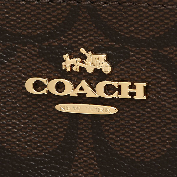 Coach Small Wristlet Double Corner Zip Wallet In Signature Coated Canvas Black / Brown # F87591D1