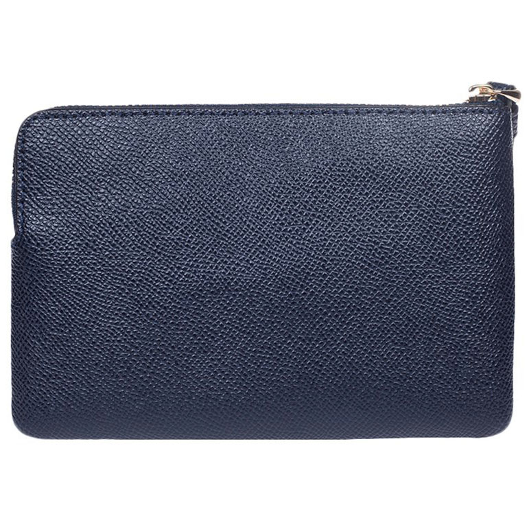 Coach Small Wristlet In Gift Box Corner Zip Wristlet In Crossgrain Leather Midnight Navy Dark Blue / Gold # F58032D1