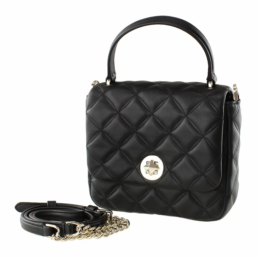 Kate Spade Crossbody Bag Sling Natalia Quilted Smooth Leather Square Crossbody Black # K8162D3