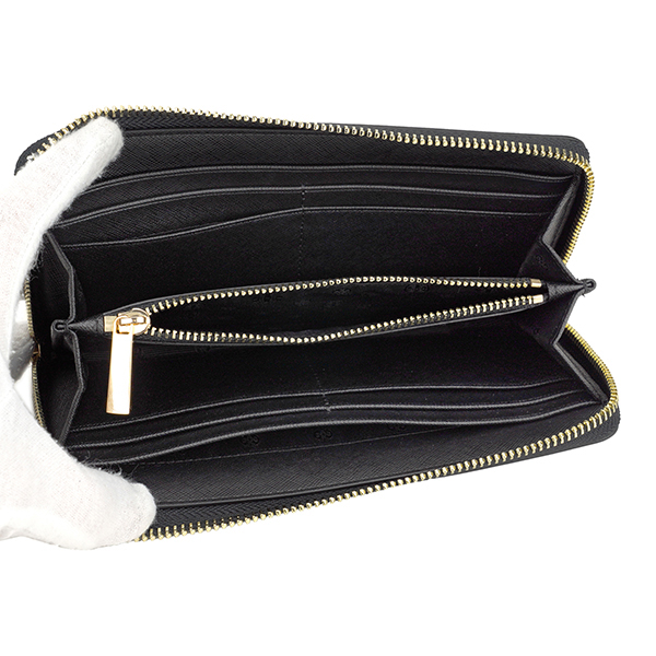 Tory Burch Long Wallet Emerson Saffiano Leather Wristlet Wallet Black # 74179D1