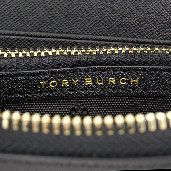 Tory Burch Long Wallet Emerson Saffiano Leather Wristlet Wallet Black # 74179D1