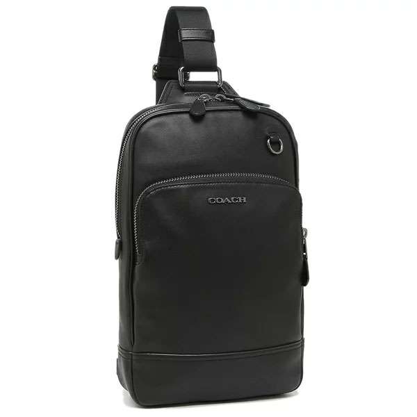 Coach Men Backpack Graham Pack Smooth Leather Sling Pack Black # C2931D1