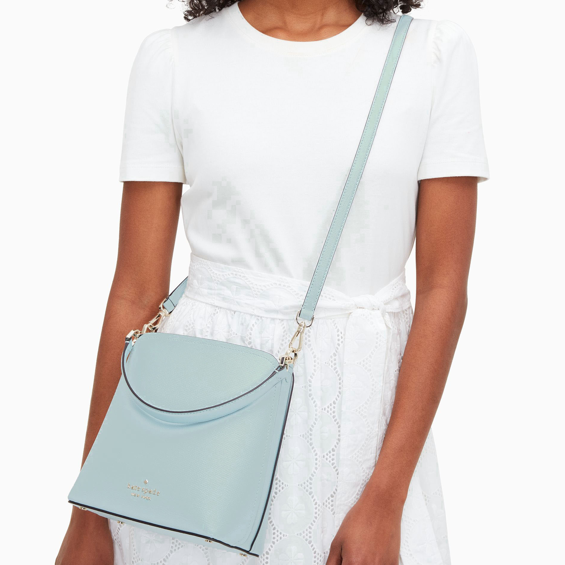 Kate Spade Bucket Crossbody Bag Darcy Small Bucket Cloudmist Blue # WKR00439D5