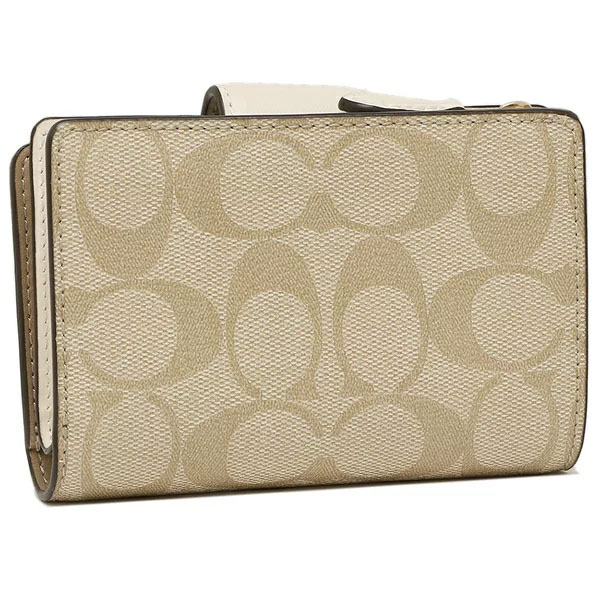 Coach Signature Medium Corner Zip Light Khaki Chalk # C0082D4