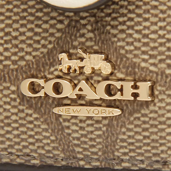 Coach Signature Attachment Card Case Khaki Chalk # C7398D1