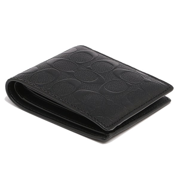 Coach Men Compact Id Wallet In Signature Crossgrain Leather Black # F75371D1