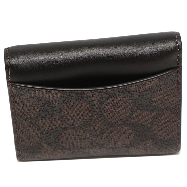 Coach Small Wallet Small Trifold Wallet In Blocked Signature Canvas Brown Black # CE930D6