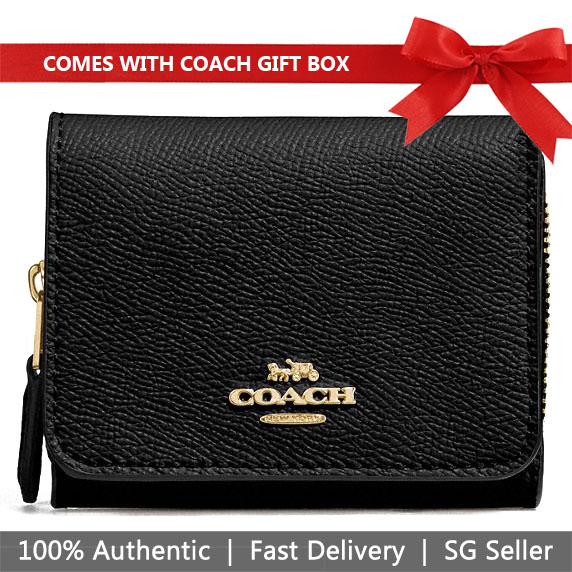 Coach Small Wallet Small Trifold Wallet Black # F37968D1