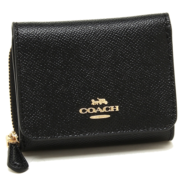 Coach Small Wallet Small Trifold Wallet Black # F37968D1