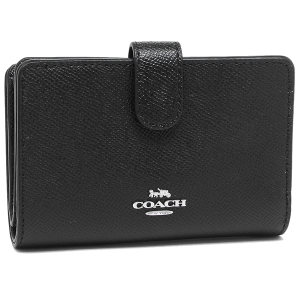 Coach Coach In Gift Box Medium Wallet Medium Corner Zip Wallet In Crossgrain Leather Black / Silver # F11484D1