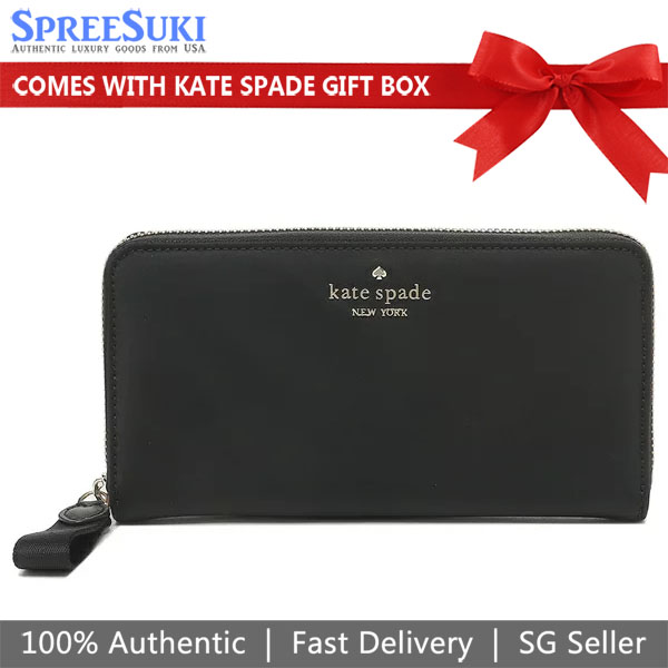 Kate Spade Long Wallet Nylon Chelsea The Little Better Large Continental Wallet Black # WLR00615D1