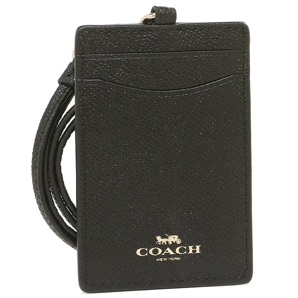 Coach Crossgrain Leather Id Lanyard Black # F57311D2