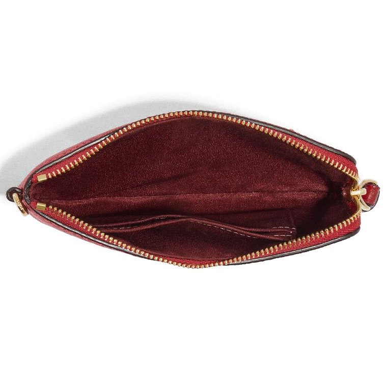 Coach Small Wristlet Boxed Crossgrain Leather Corner Zip Wristlet 1941 Red # CF359D2