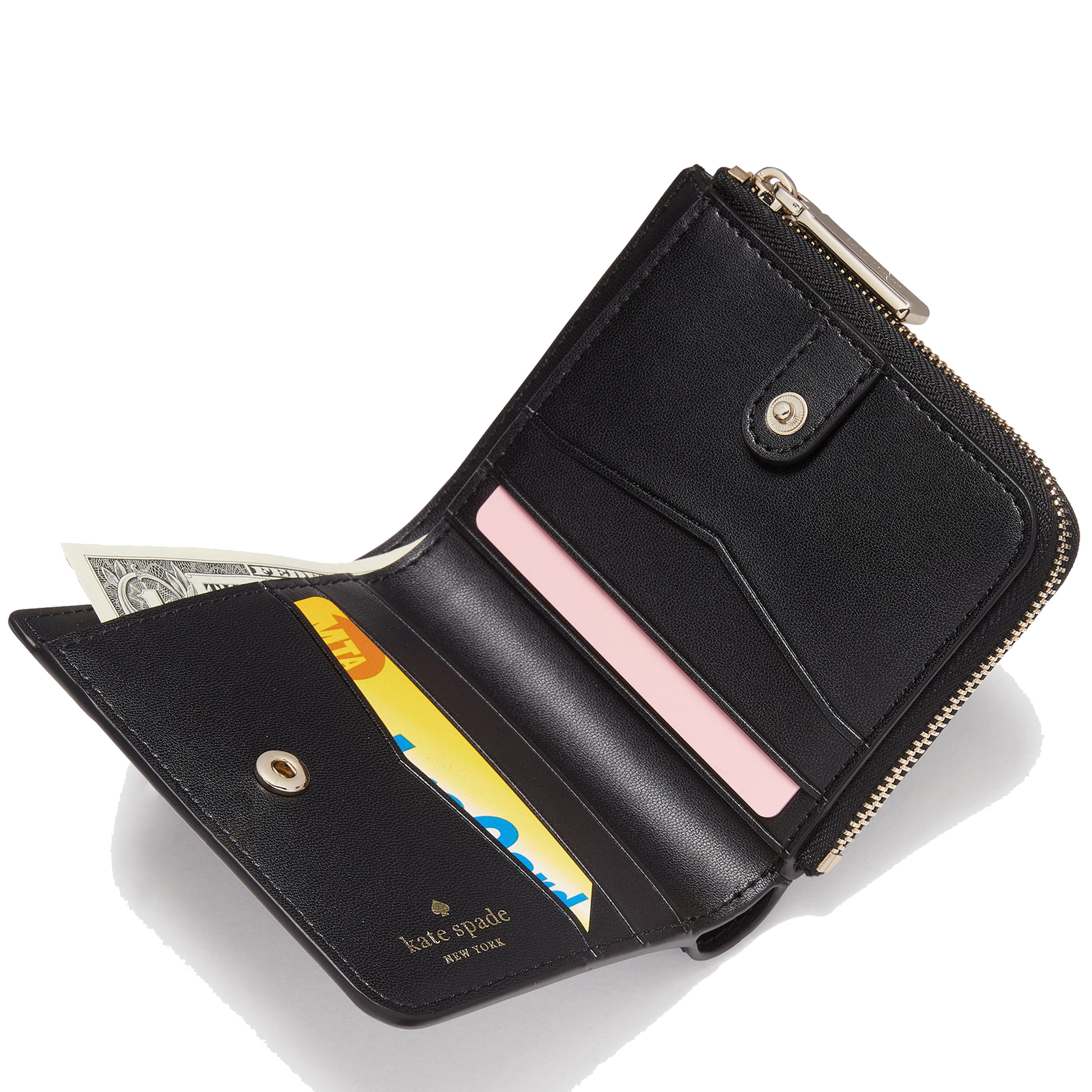 Kate Spade Small Wallet Staci Small L-Zip Bifold Wallet Black # WLR00143D4