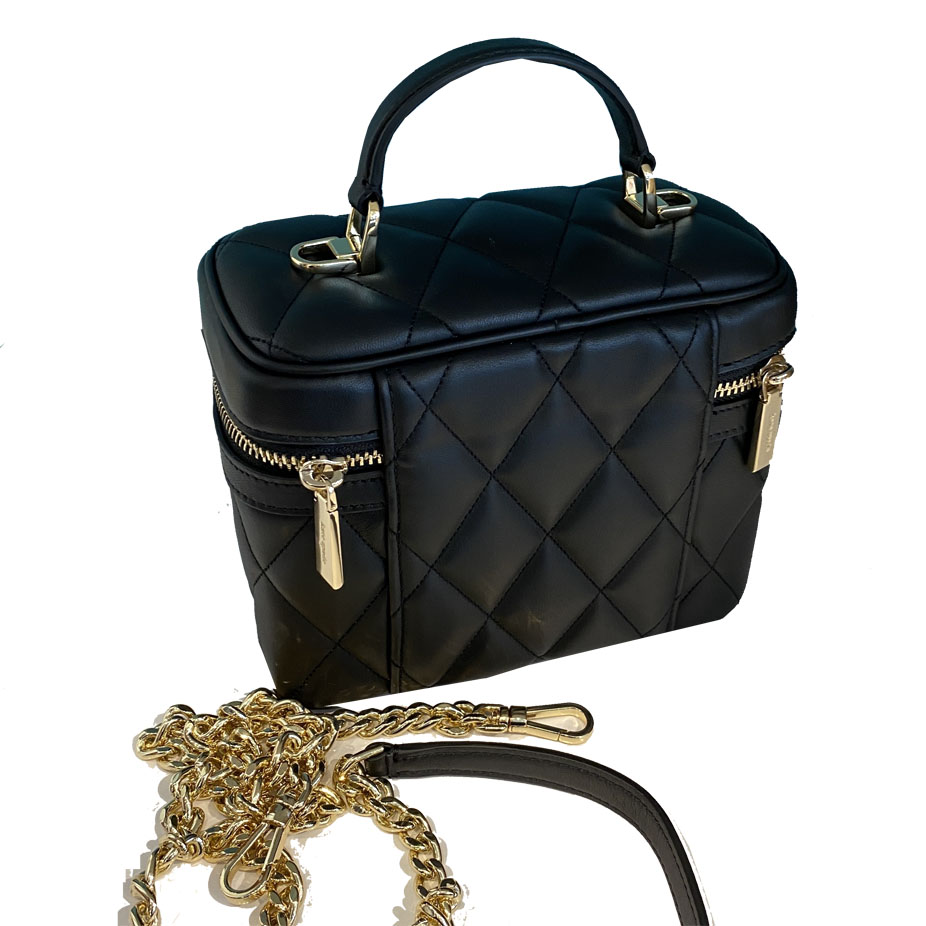 Kate Spade Quilted Leather Carey Trunk Crossbody Bag Black # KB563