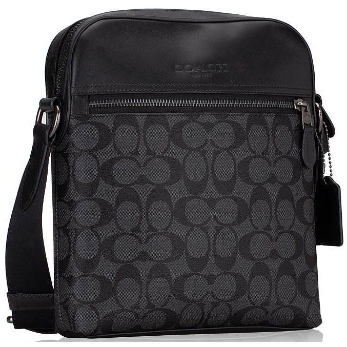 Coach Men Houston Flight Bag In Signature Canvas Charcoal Black # 4010D1