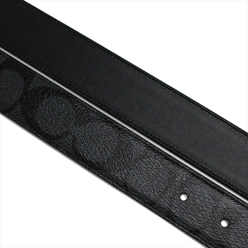 Coach Men Modern Harness Cut-To-Size Reversible Signature Coated Canvas Belt Charcoal Black / Antique Nickel # F64825D6