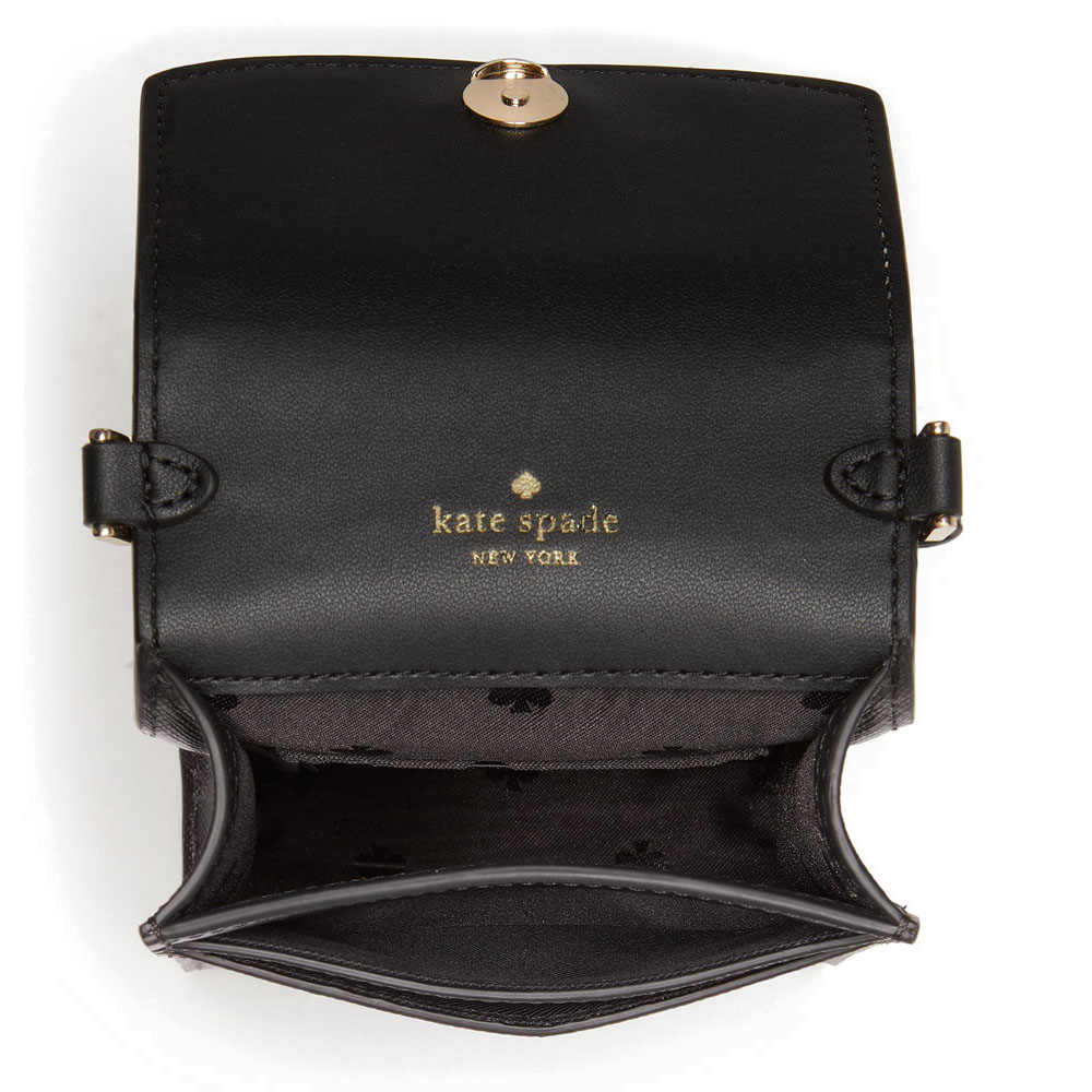 Kate Spade Crossbody Bag Staci Saffiano Leather North South Phone Crossbody Black # K4826D2