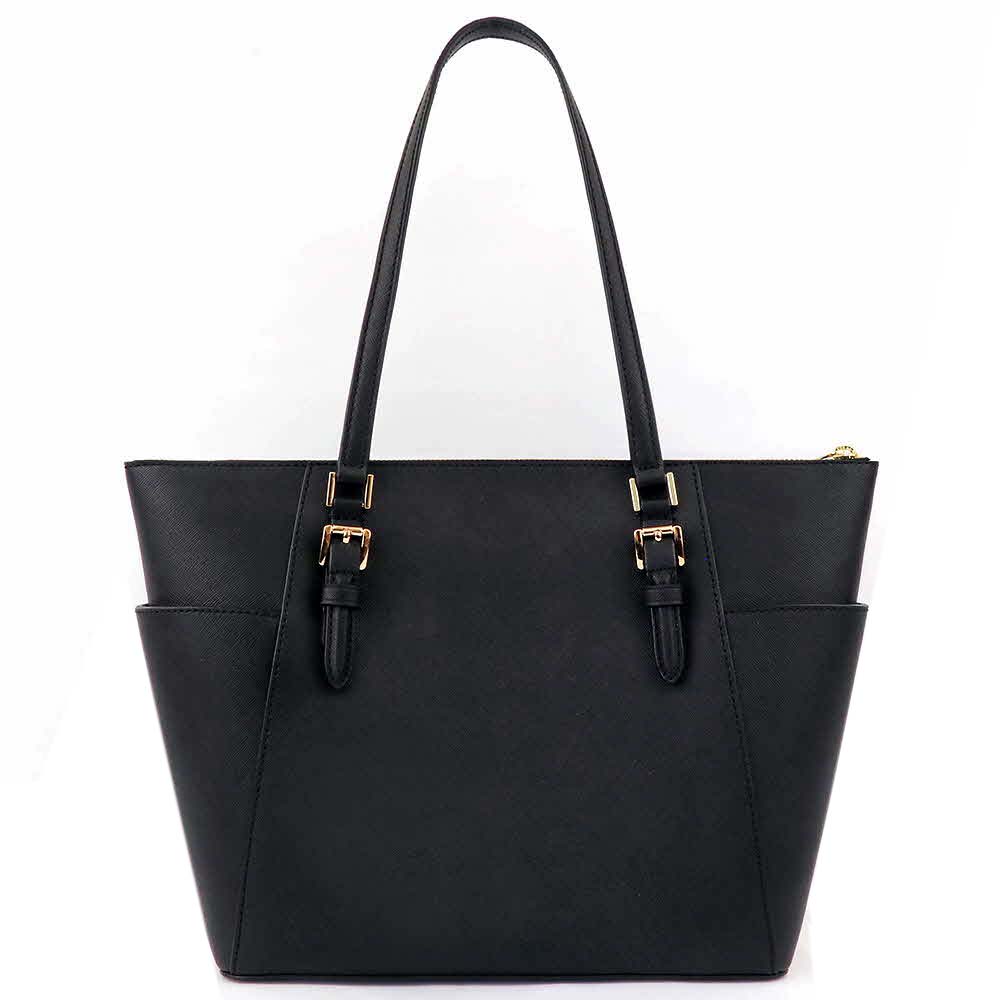 Michael Kors Tote Charlotte Leather Large Top Zip Tote Shoulder Bag Black # 35T0GCFT7LD2