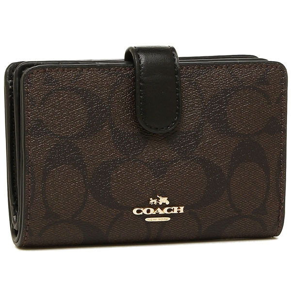 Coach Wallet In Gift Box Medium Corner Zip Wallet Black / Brown # F23553D1