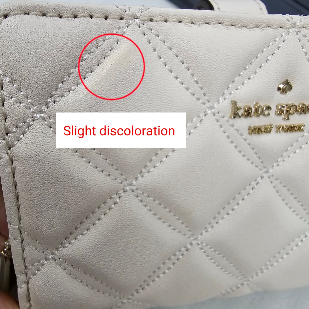 Kate Spade Medium Wallet Natalia Medium Compact Bifold Wallet Parchment Off White # WLRU6344D5