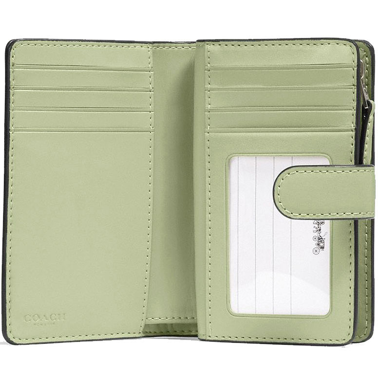 Coach Medium Wallet Medium Corner Zip Wallet In Signature Coated Canvas Light Khaki / Pale Green # 23553D1