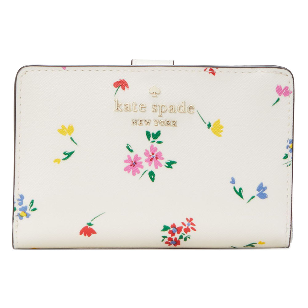 Kate Spade Medium Wallet Staci Garden Bouquet Medium Bifold Wallet Cream Off White # KB523