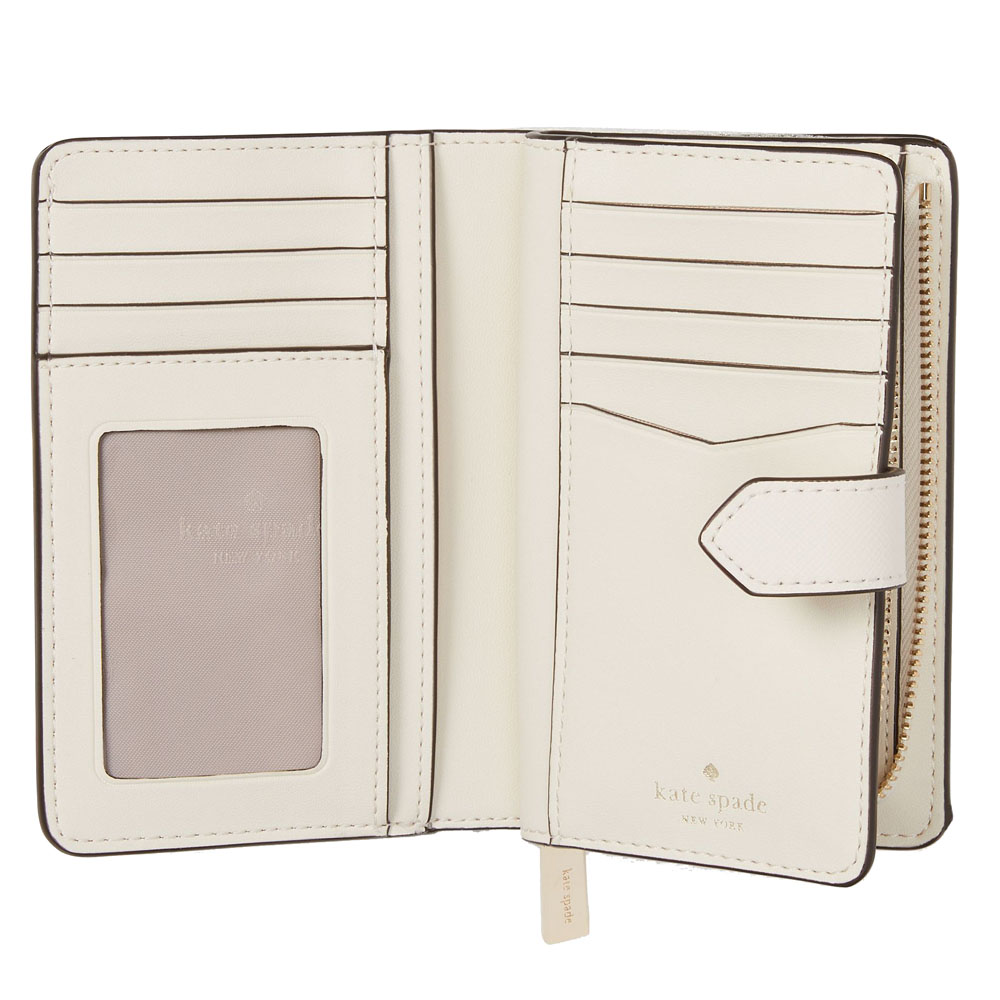 Kate Spade Medium Wallet Staci Garden Bouquet Medium Bifold Wallet Cream Off White # KB523