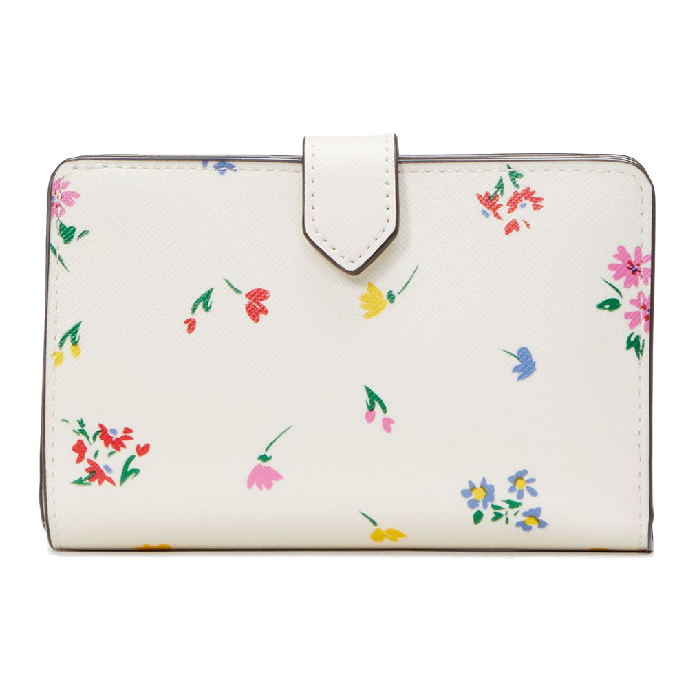 Kate Spade Medium Wallet Staci Garden Bouquet Medium Bifold Wallet Cream Off White # KB523