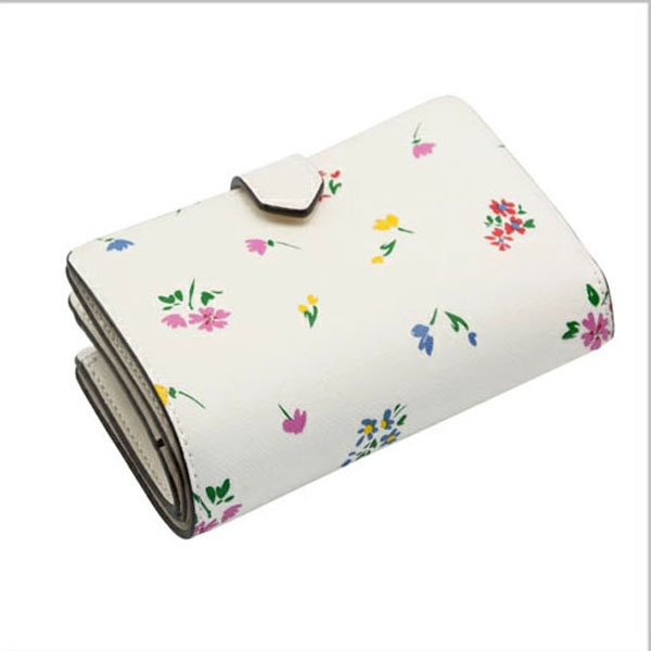 Kate Spade Medium Wallet Staci Garden Bouquet Medium Bifold Wallet Cream Off White # KB523