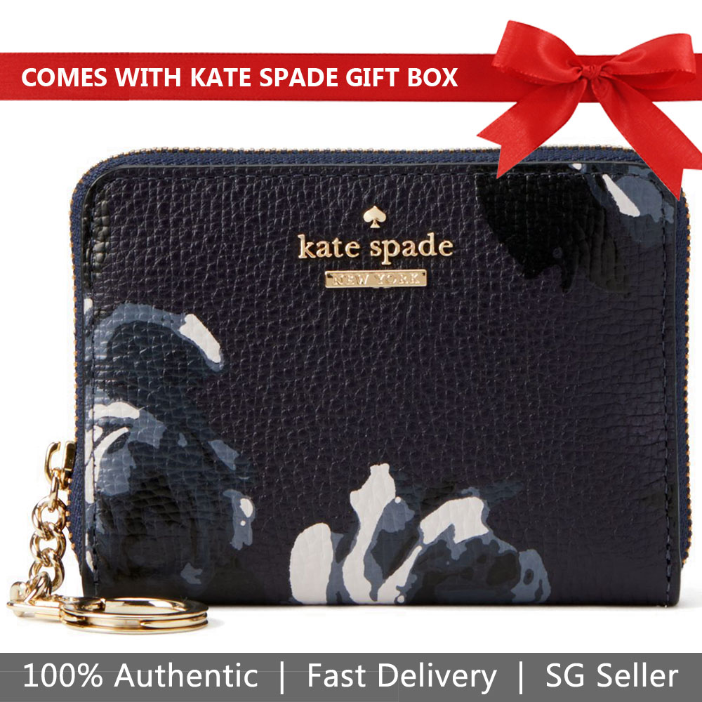 Kate Spade Wallet In Gift Box Briar Lane Night Rose Dani Small Wallet Navy Dark Blue # WLRU5211D1