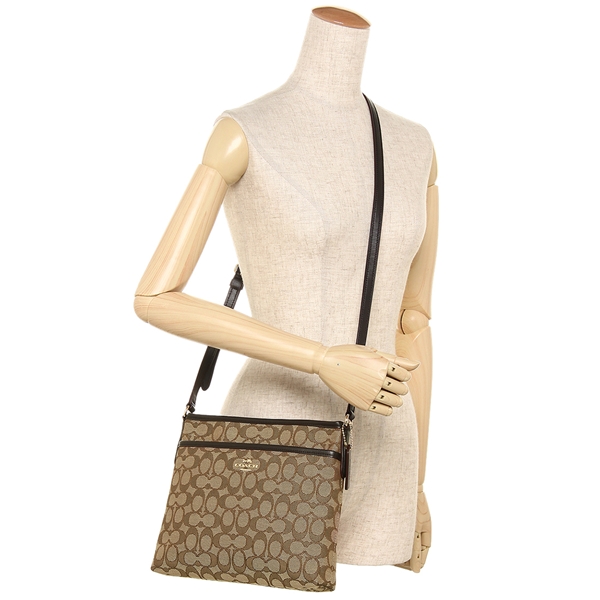 Coach Crossbody Bag In Gift Box File Crossbody In Signature Jacquard Khaki / Brown / Gold # F29960D1