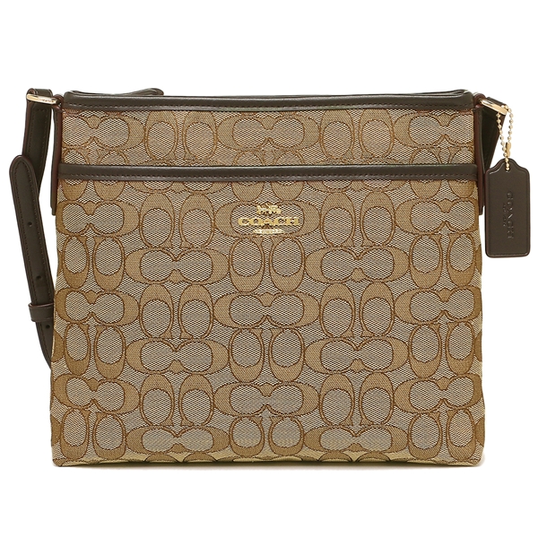 Coach Crossbody Bag In Gift Box File Crossbody In Signature Jacquard Khaki / Brown / Gold # F29960D1