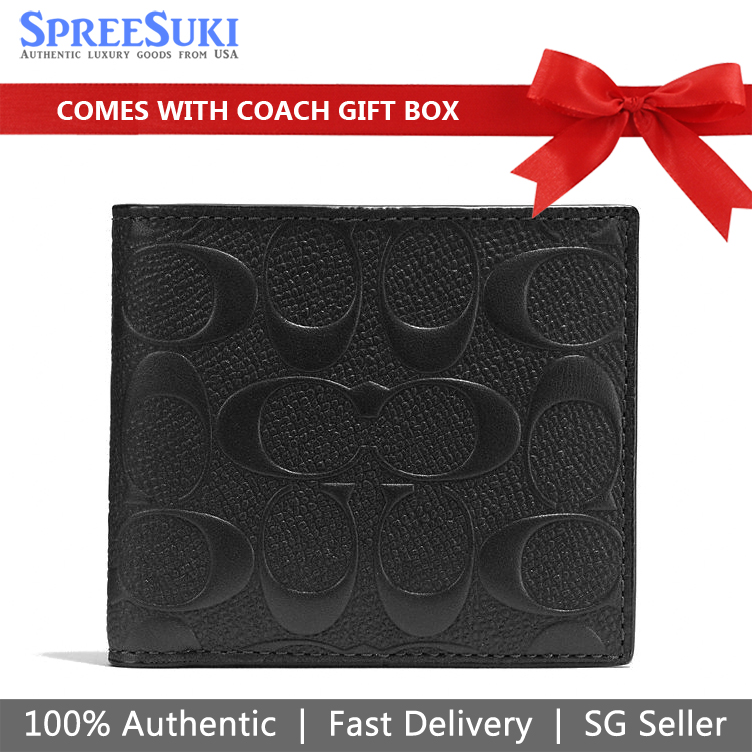 Coach Men Coin Wallet In Signature Crossgrain Leather Black # F75363D1