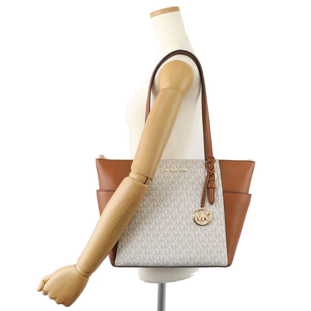 Michael Kors Tote Shoulder Bag Charlotte Tote In Signature Canvas Vanilla # 35T0GCFT3BD1