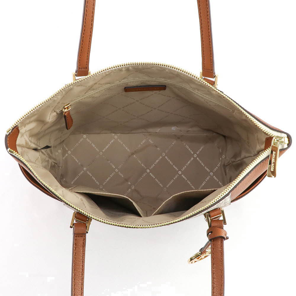 Michael Kors Tote Shoulder Bag Charlotte Tote In Signature Canvas Vanilla # 35T0GCFT3BD1