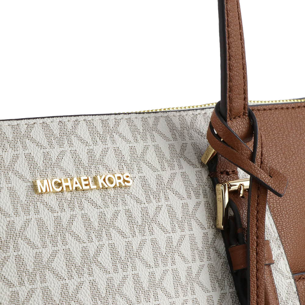 Michael Kors Tote Shoulder Bag Charlotte Tote In Signature Canvas Vanilla # 35T0GCFT3BD1