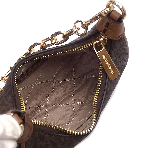 Michael Kors Crossbody Bag Cora Mini Zip Pouchette Chain Brown # 35R3G4CC1B