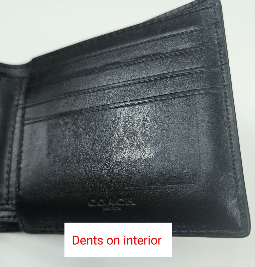 Coach Men Compact Id Wallet In Signature Crossgrain Leather Black # 75371D8