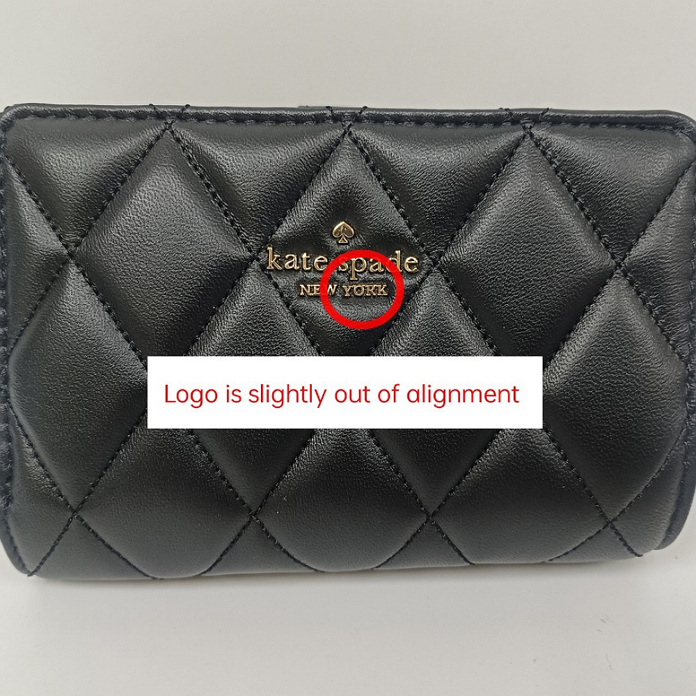 Kate Spade Carey Smooth Quilted Leather Medium Wallet Black # KA591D12