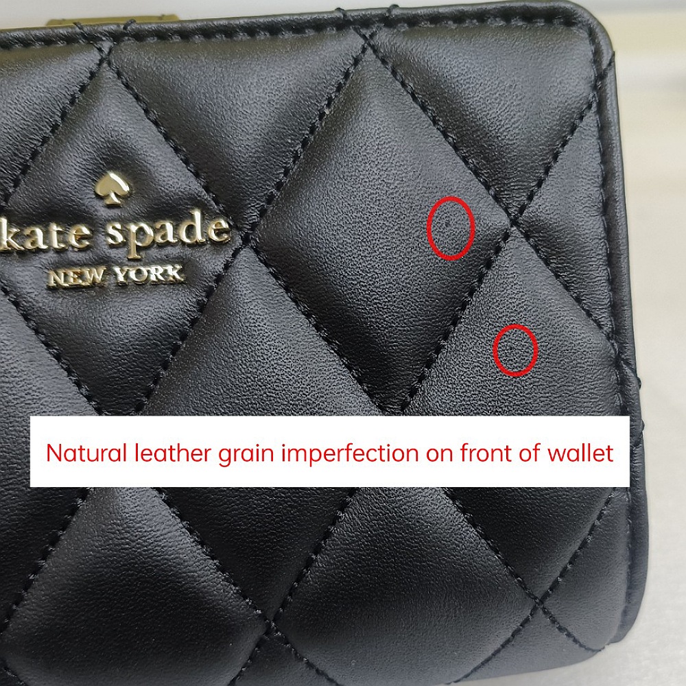 Kate Spade Carey Smooth Quilted Leather Medium Wallet Black # KA591D11