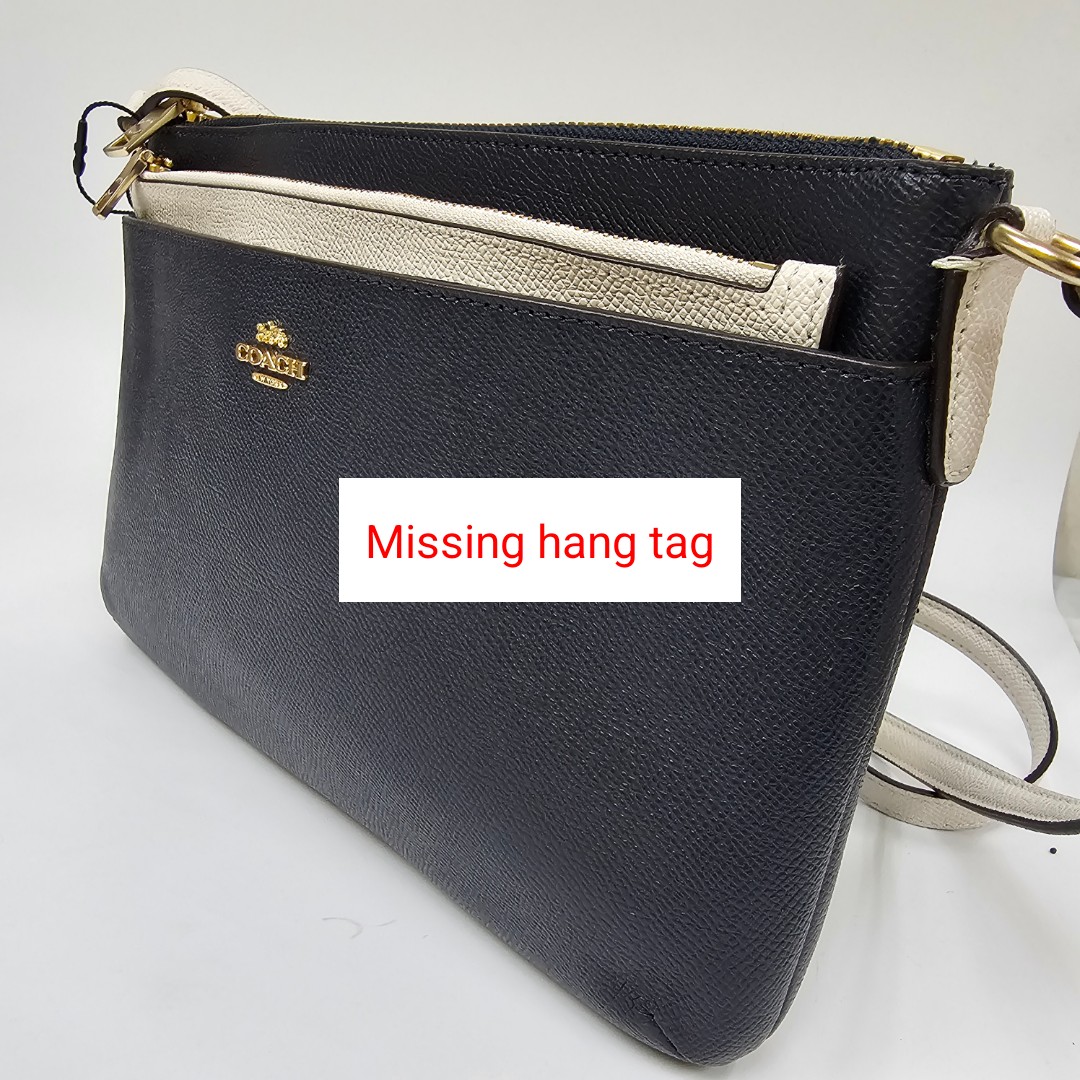 Coach Crossbody Bag Sling East West Crossbody With P Midnight Navy Dark Blue / Chalk White / Light Gold # F28382D1