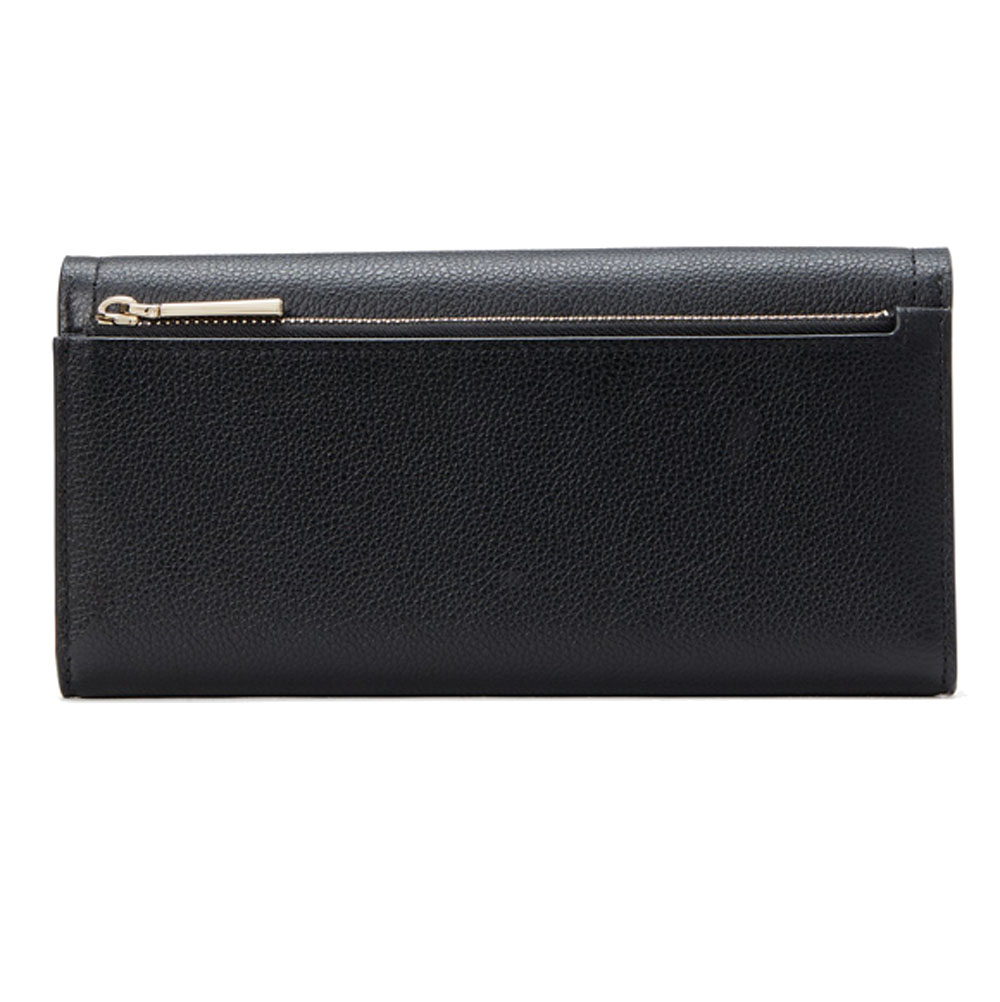 Kate Spade Long Wallet Rosie Large Flap Wallet Pebbled Leather Black # KB014D2