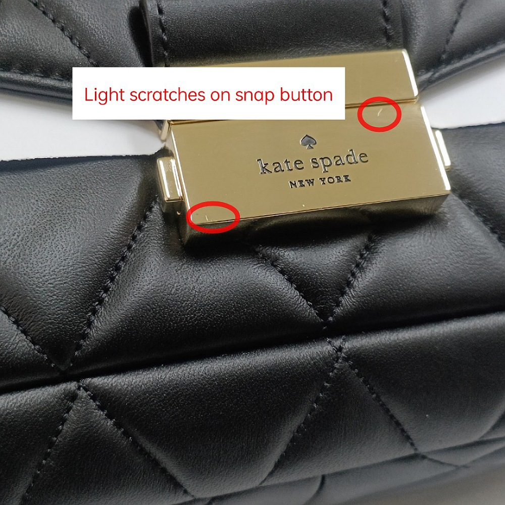 Kate Spade Crossbody Bag Carey Smooth Quilted Leather Small Flap Shoulder Bag Black # KA767D2