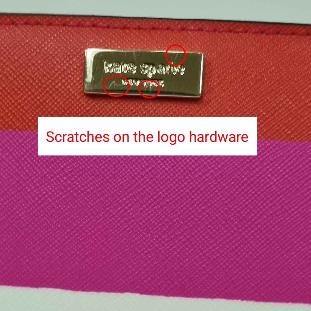 Kate Spade Wallet In Gift Box Laurel Way Bonita Stripe Stacy Medium Wallet Black Red Pink # WLRU4891D1