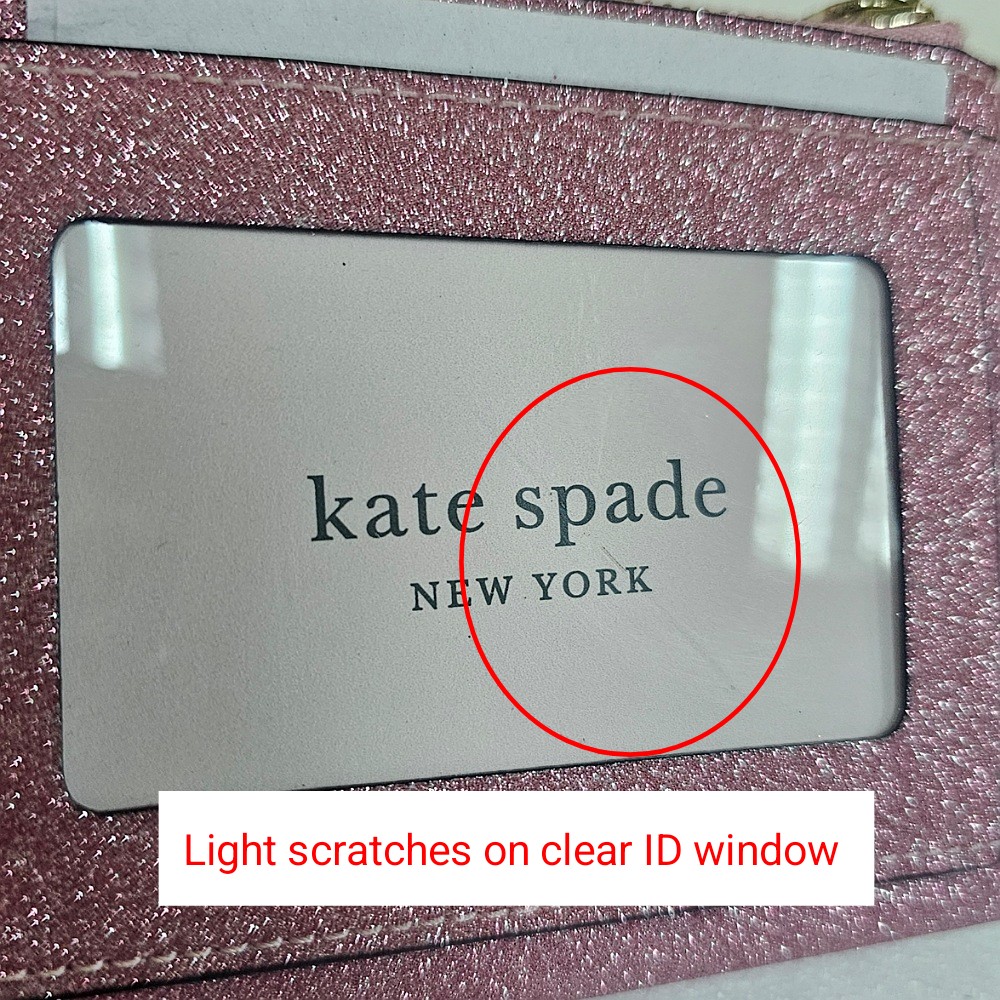 Kate Spade Small Wallet Lola Glitter Boxed Small L-Zip Bifold Rose Pink # WLR00213D1