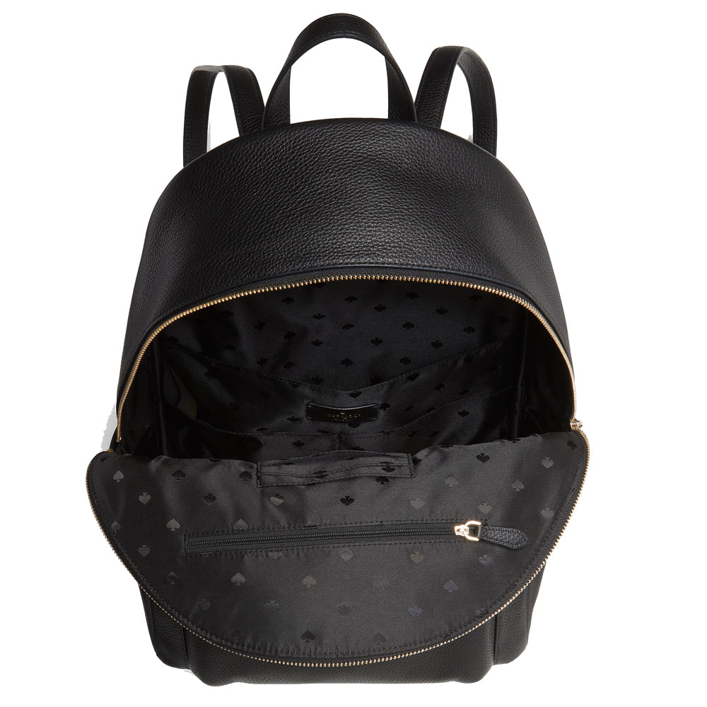 Kate Spade Large Backpack Leila Pebbled Leather Large Dome Backpack Black # KA742D1