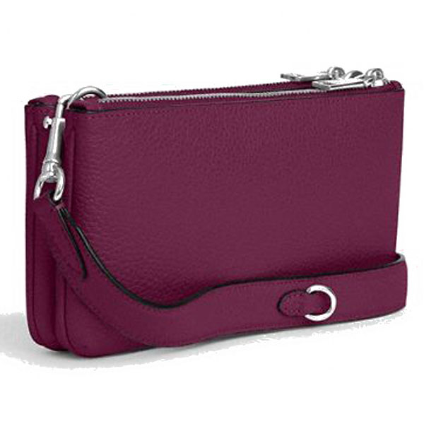 Coach Leather Double Zip Crossbody Deep Berry # CJ789