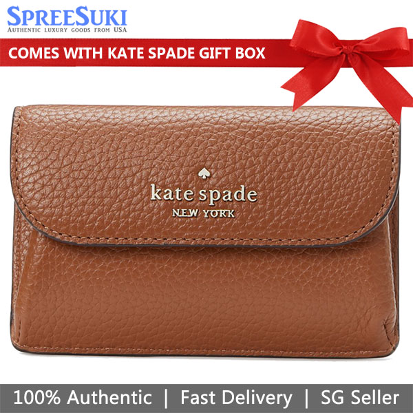 Kate Spade Small Wallet Dumpling Pebbled Leather Warm Gingerbread Brown # KA574