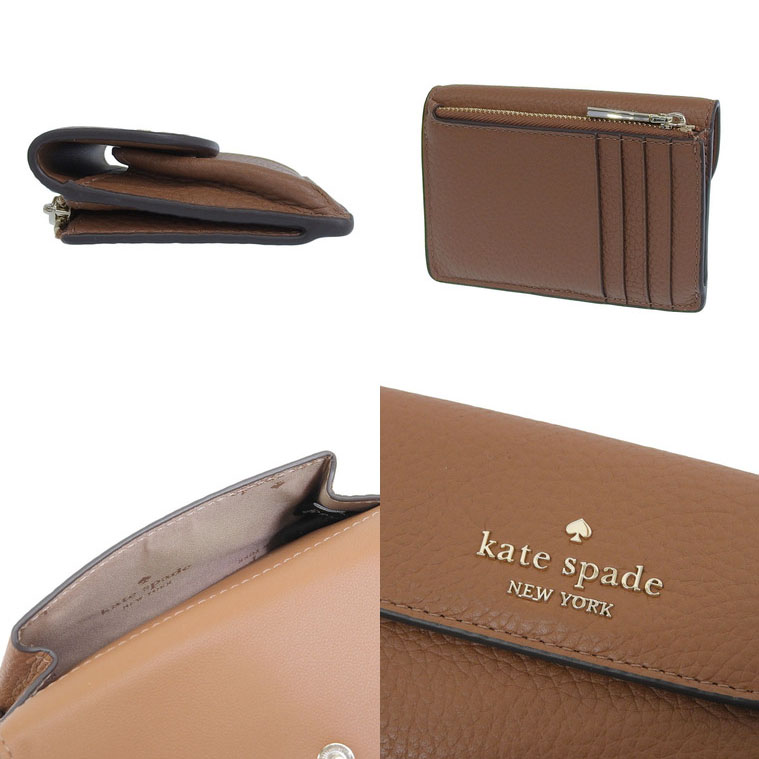 Kate Spade Small Wallet Dumpling Pebbled Leather Warm Gingerbread Brown # KA574